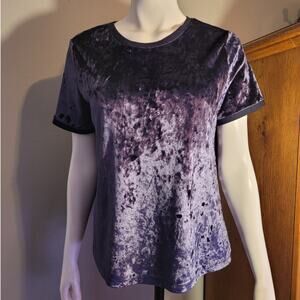 A New Day Crushed Velvet T Shirt Blue Purple Indigo Medium Whimsygoth Grunge Y2K